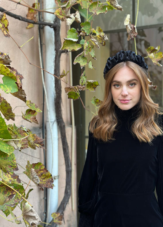 קשת ויולה קטיפה שחור צר