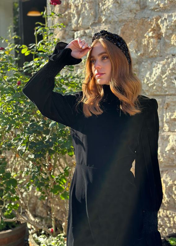 קשת עיישה פאייטים צר שחור