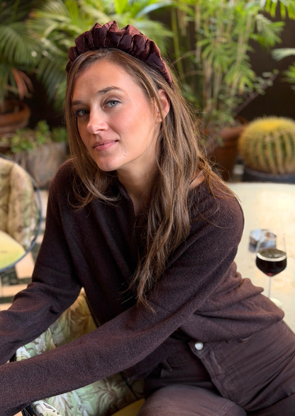 קשת צרה ויולה קטיפה חום שוקולד