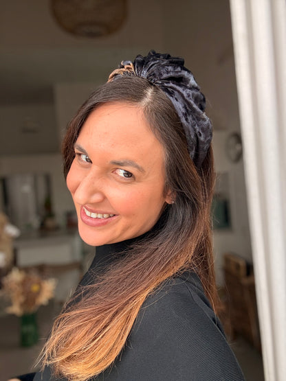 סרט סלין קטיפה שחור עמוק