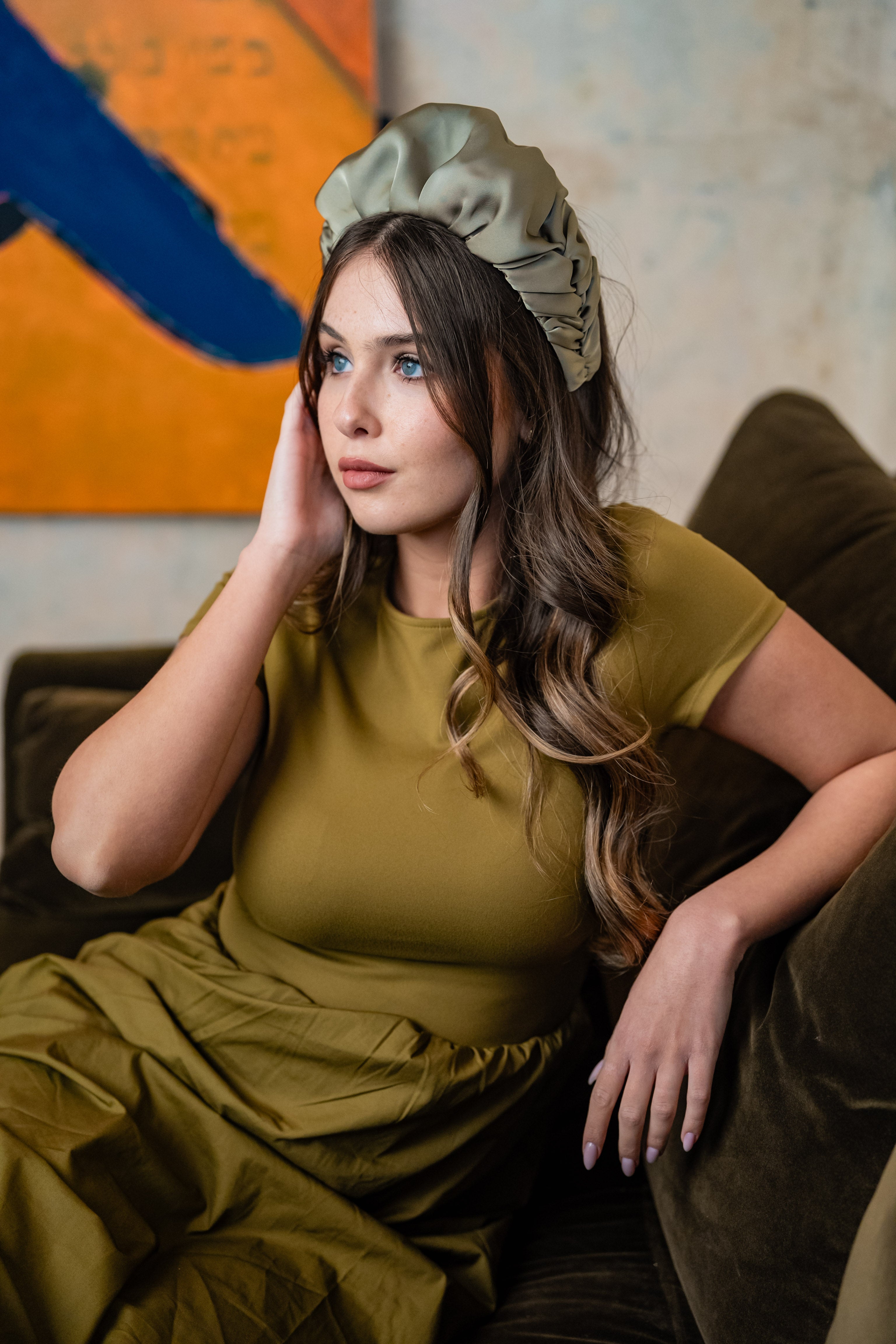 קשת ז׳אן רחבה ירוק מעושן