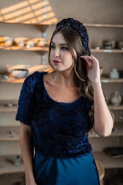 קשת קאסיה צרה פייטים כחול