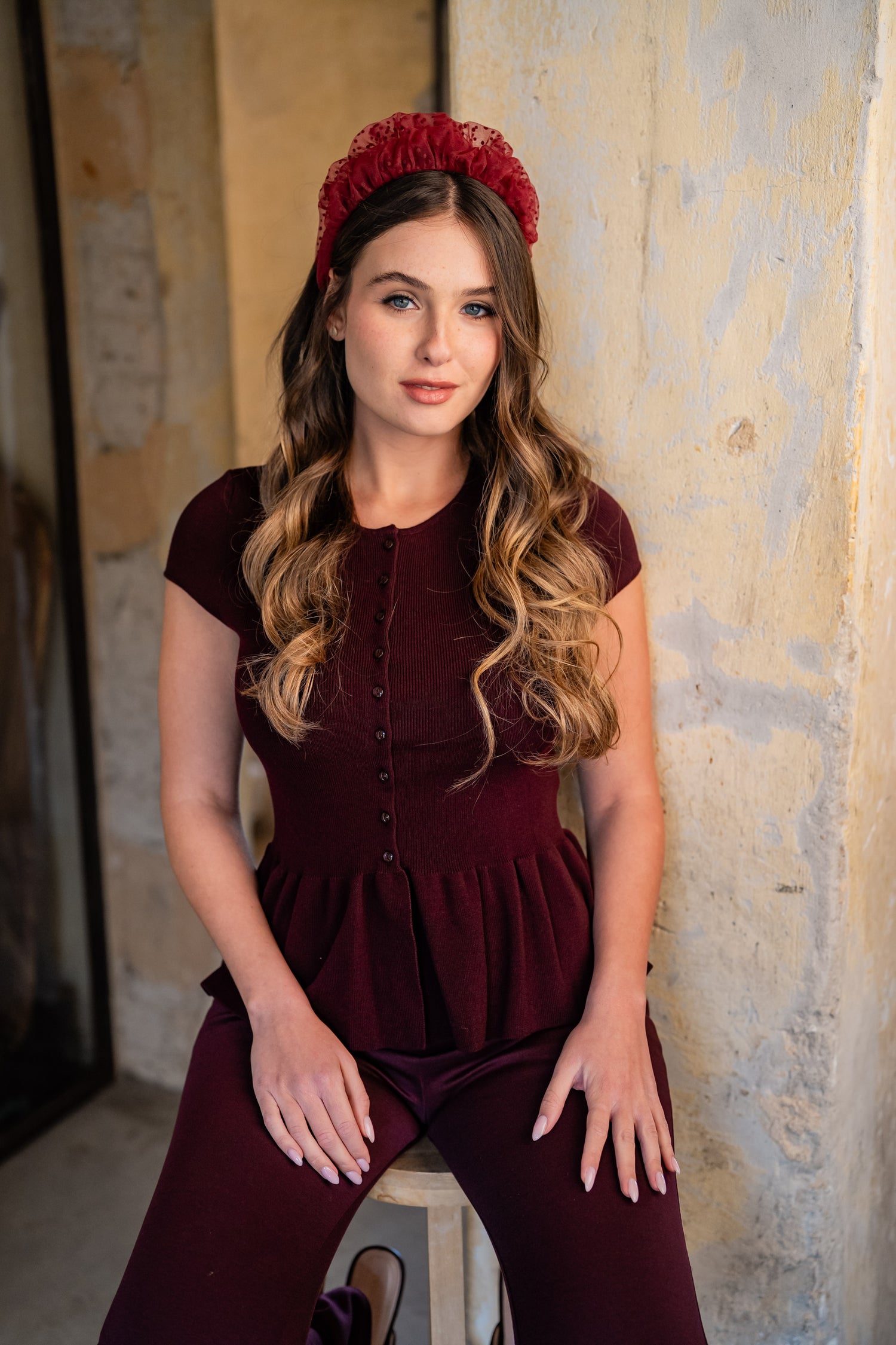 קשת רנה בינונית נקודות בורדו