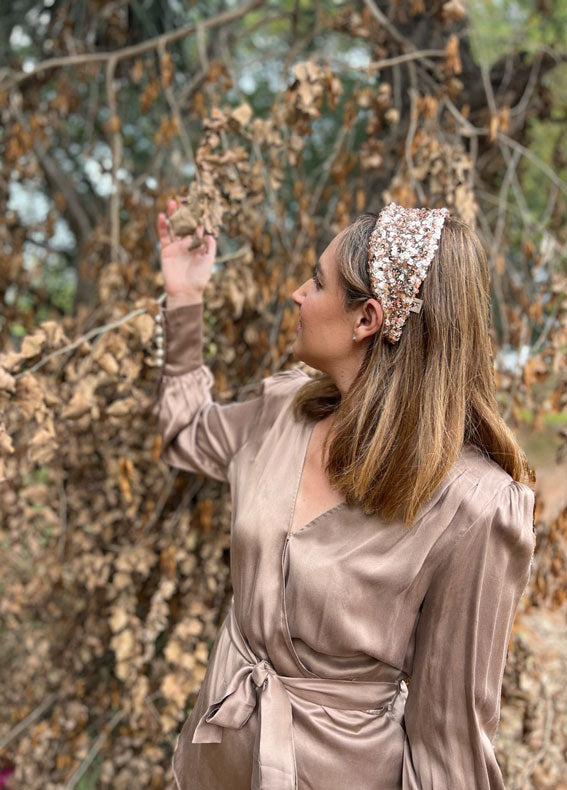 קשת ארבל פאייטים רוזגולד